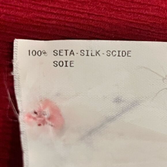 Armani Collezioni Silk Red Button Down Shirt Notched Collar Size 6 - Picture 6 of 9